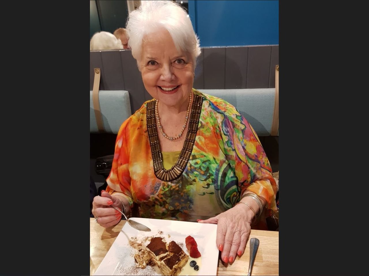 Our very own Dessert Queen!
At our August 2022 dinner at Pirahna Fish Caf, New Farm. An excellent evening!
Photo: Courtesy Francesca.